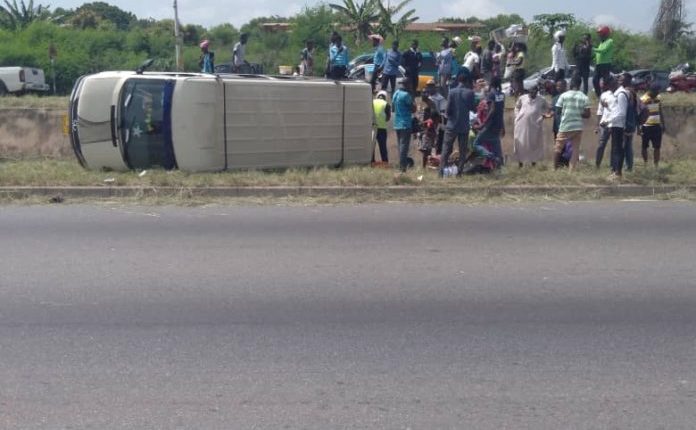 The vehicle summersaulted Tuesday afternoon